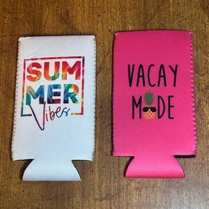 Summer Vibes and Vacay Mode SKINNY TALL CAN Coozie Set of 2 (NWOT)